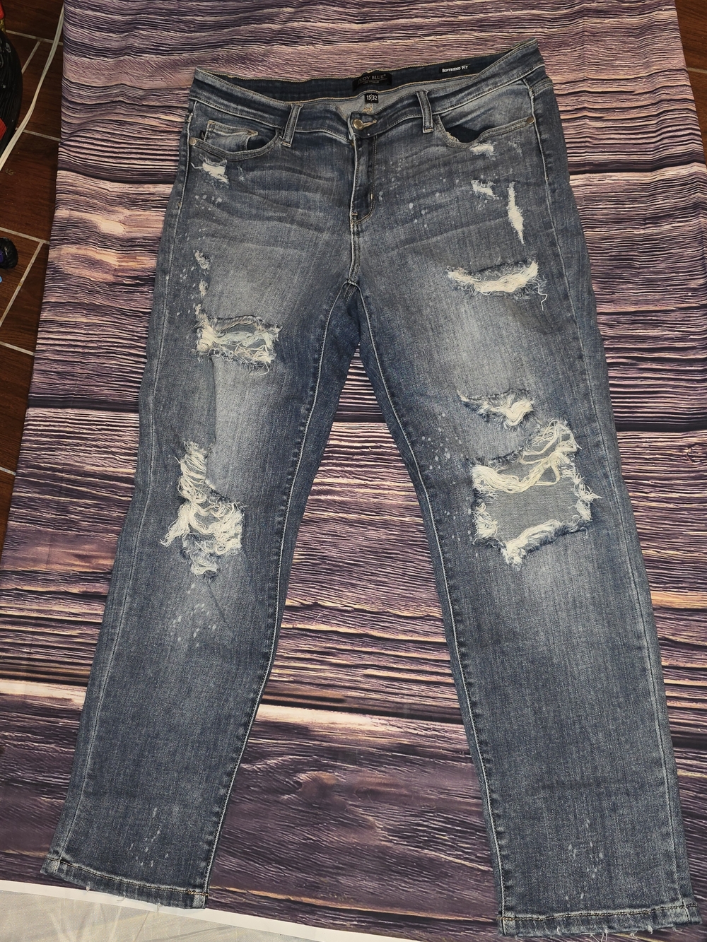 Judy Blue Light Blue Distressed Boyfriend Jeans
